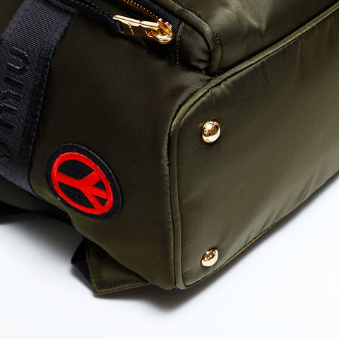 Miu Miu Nylon Cat Patch Tessuto Backpack Â· Daypack green WS22296
