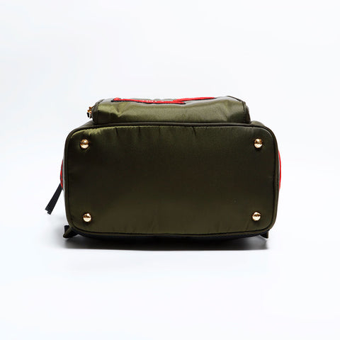 Miu Miu Nylon Cat Patch Tessuto Backpack Â· Daypack green WS22296