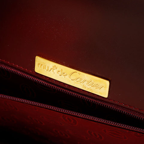 CARTIER Leather Must Do Handbag Red WS22299