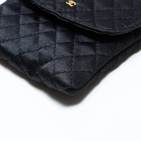 CHANEL Satin Mini Bag Chain Necklace Shoulder Bag black WS22301