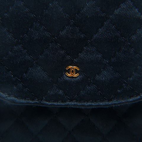 CHANEL Satin Mini Bag Chain Necklace Shoulder Bag black WS22301