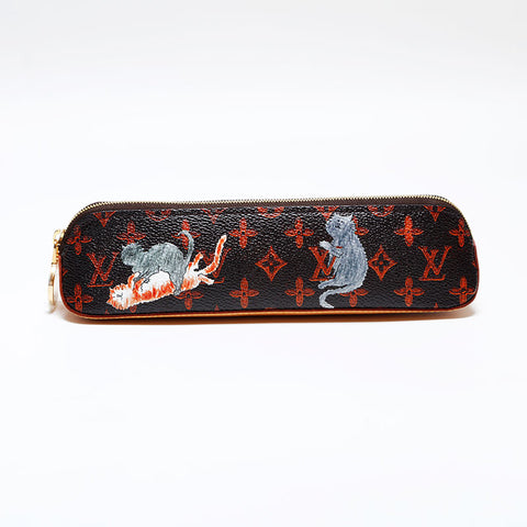 LOUIS VUITTON 2018 Catgram Truth Elizabeth Pencil Case Pouch Brown WS22304