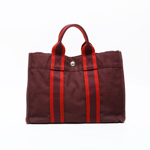 HERMES Fool to PM Canvas Handbag Brown WS22307