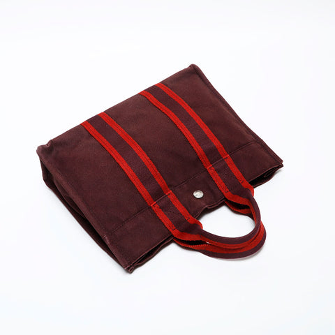HERMES Fool to PM Canvas Handbag Brown WS22307