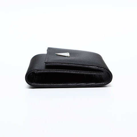 PRADA Nylon triangle logo Tri-fold wallet black WS22313