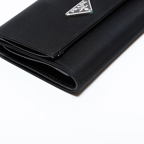 PRADA Nylon triangle logo Tri-fold wallet black WS22313