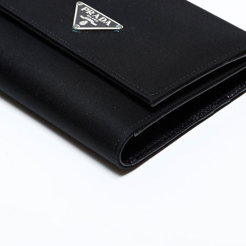 PRADA Nylon triangle logo Tri-fold wallet black WS22313