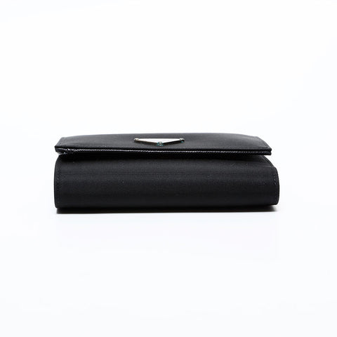 PRADA Nylon triangle logo Tri-fold wallet black WS22313