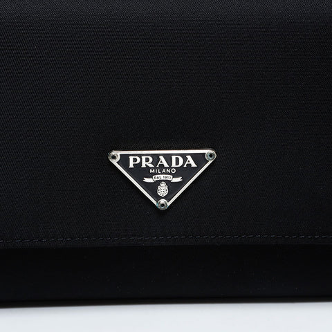 PRADA Nylon triangle logo Tri-fold wallet black WS22313