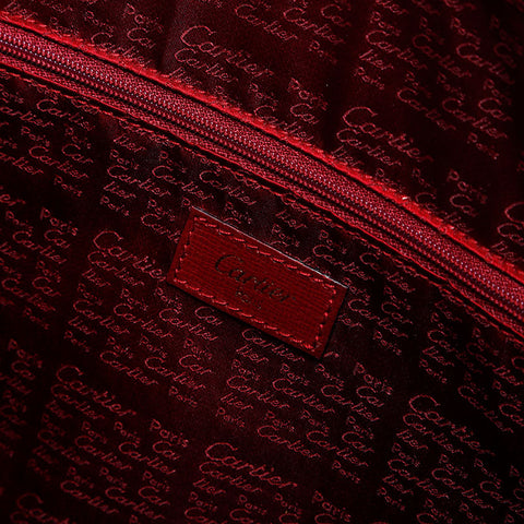 CARTIER 2-way Boston bag leather Handbag Red WS22319
