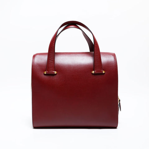 CARTIER 2-way Boston bag leather Handbag Red WS22319