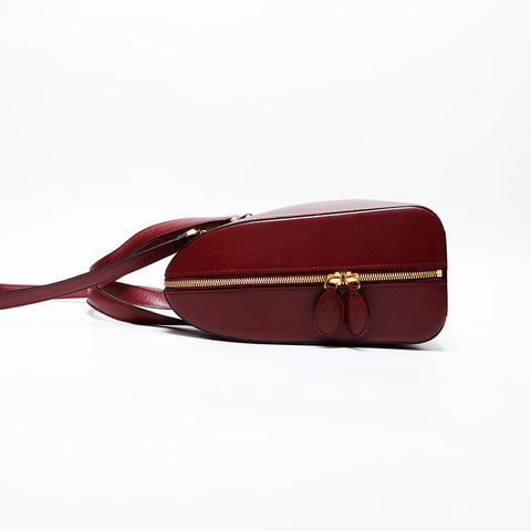 CARTIER 2-way Boston bag leather Handbag Red WS22319