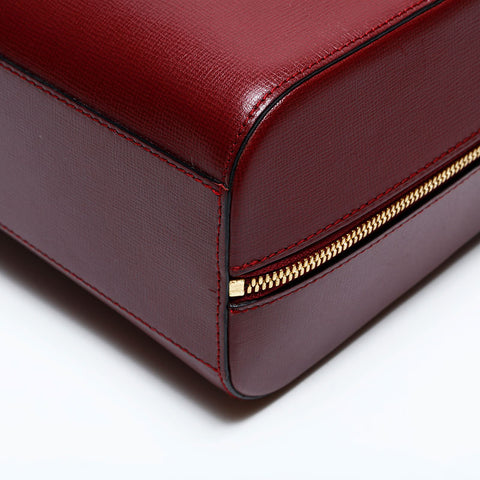 CARTIER 2-way Boston bag leather Handbag Red WS22319