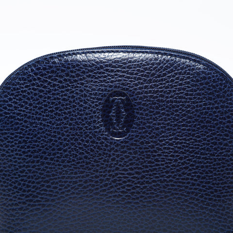 CARTIER Leather Mustodo Pouch Navy WS22321