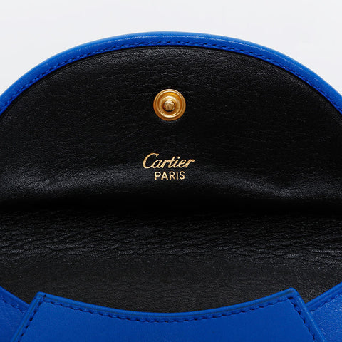 CARTIER Leather PANTHERE Pouch blue WS22322