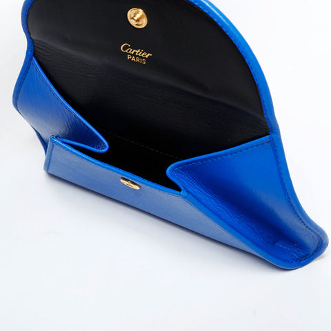 CARTIER Leather PANTHERE Pouch blue WS22322