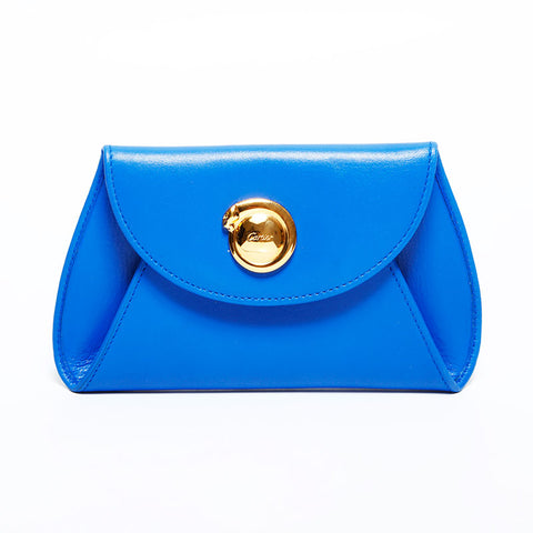 CARTIER Leather PANTHERE Pouch blue WS22322