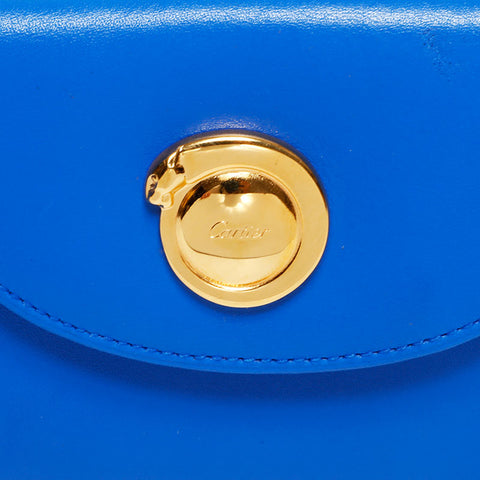 CARTIER Leather PANTHERE Pouch blue WS22322