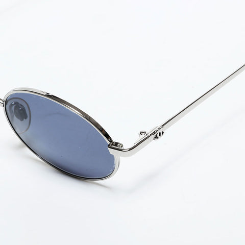 CHANEL Metal frame round circle sunglasses black WS22323