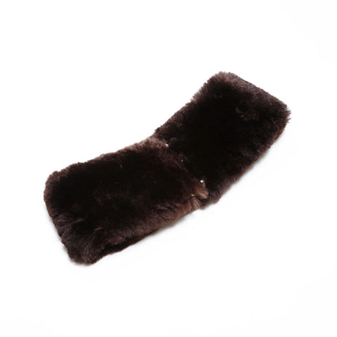 CHANEL Rabbit fur collar Scarf Brown WS22329