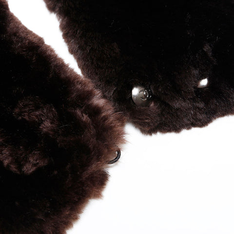 CHANEL Rabbit fur collar Scarf Brown WS22329