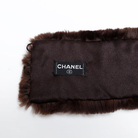 CHANEL Rabbit fur collar Scarf Brown WS22329