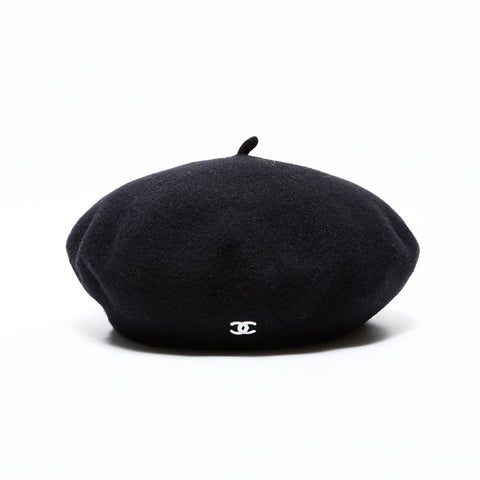 CHANEL COCO Mark 98P Wool 1998 beret black WS22330