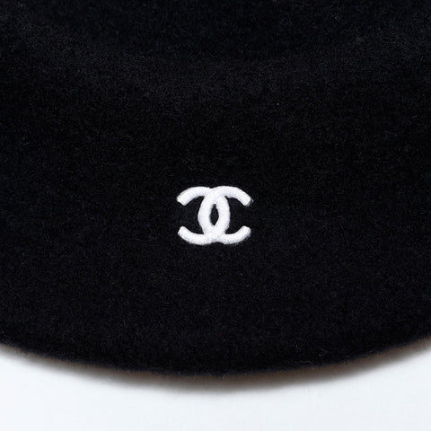CHANEL COCO Mark 98P Wool 1998 beret black WS22330