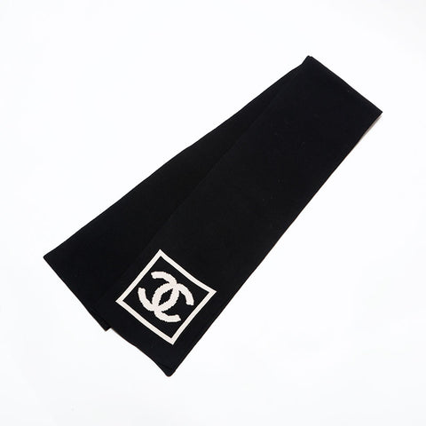 CHANEL COCO Mark Cotton Sports Line Scarf black WS22342