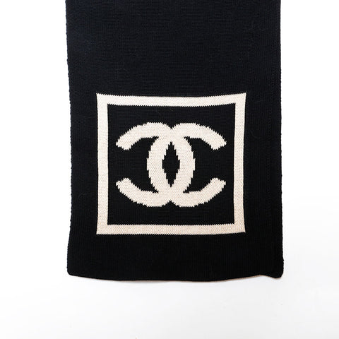 CHANEL COCO Mark Cotton Sports Line Scarf black WS22342