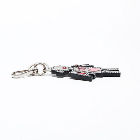 PRADA Saffiano Leather Robot key ring Silver WS22344