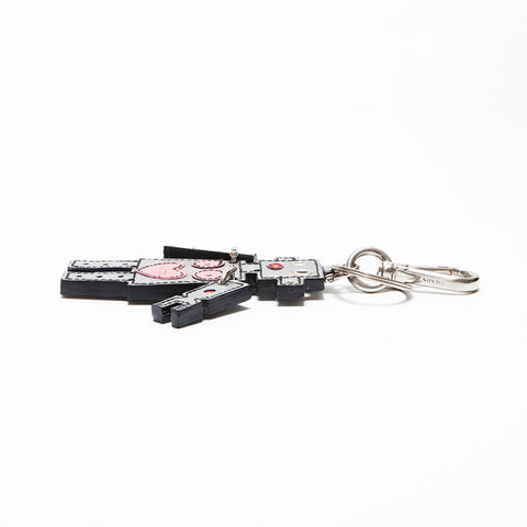 PRADA Saffiano Leather Robot key ring Silver WS22344