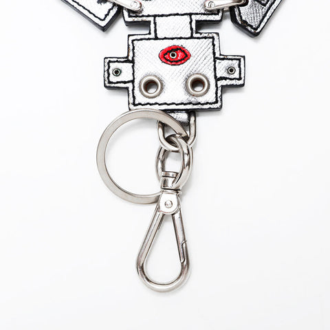 PRADA Saffiano Leather Robot key ring Silver WS22344