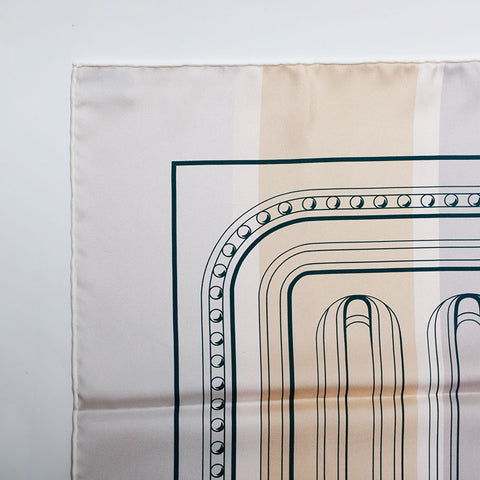 HERMES Calle 90 Grand Tralala scarf beige WS22345