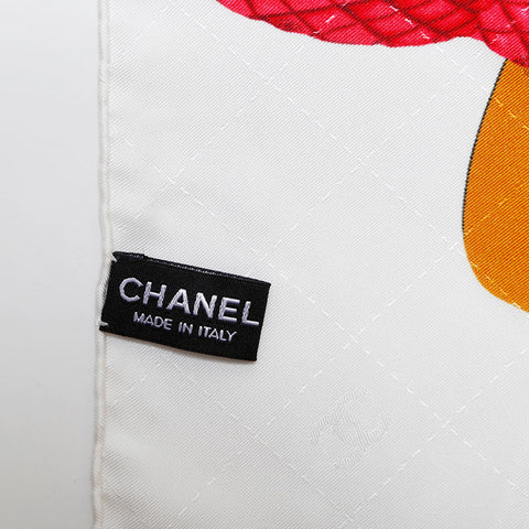 CHANEL COCO Mark Silk scarf white WS22347
