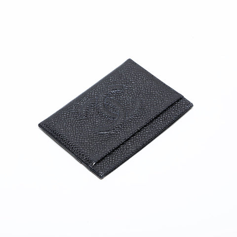 CHANEL No. 6 2000-2002 Caviar COCO Mark Card Case black WS22351