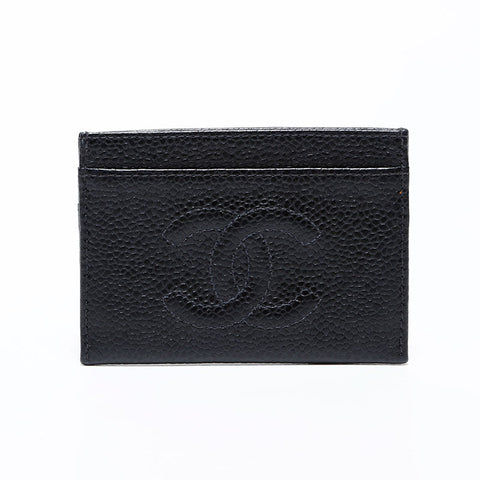 CHANEL No. 6 2000-2002 Caviar COCO Mark Card Case black WS22351