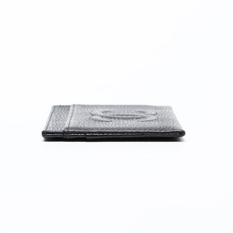 CHANEL No. 6 2000-2002 Caviar COCO Mark Card Case black WS22351