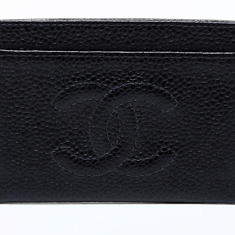 CHANEL No. 6 2000-2002 Caviar COCO Mark Card Case black WS22351