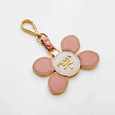 PRADA leather key ring gold WS22354