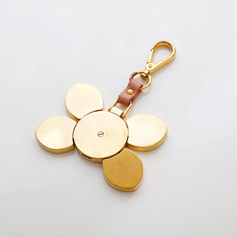 PRADA leather key ring gold WS22354