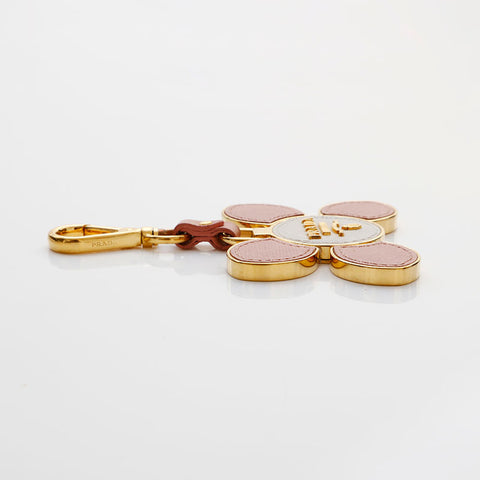 PRADA leather key ring gold WS22354