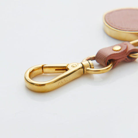 PRADA leather key ring gold WS22354