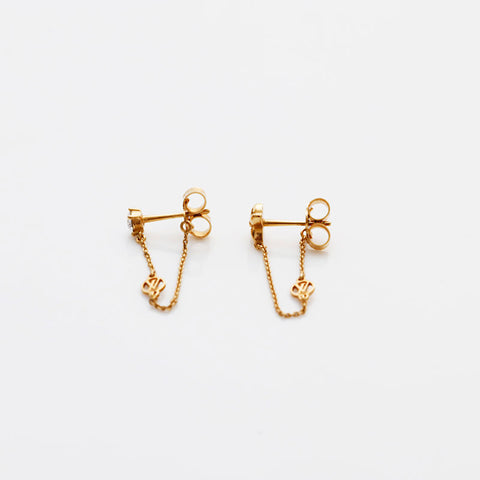 LOUIS VUITTON Petit Louis Boucle D'oreille Rhinestone Pierce gold WS22355
