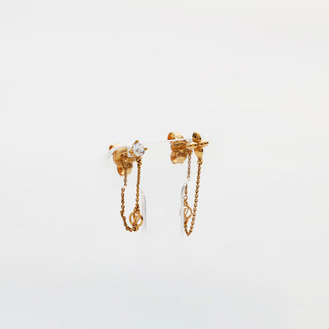 LOUIS VUITTON Petit Louis Boucle D'oreille Rhinestone Pierce gold WS22355
