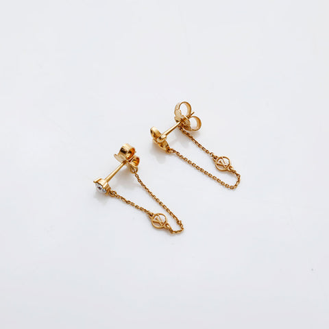 LOUIS VUITTON Petit Louis Boucle D'oreille Rhinestone Pierce gold WS22355