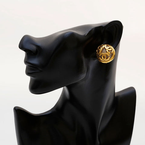 CHANEL 94A COCO Mark 1994 Pearl Round Earring gold WS22360