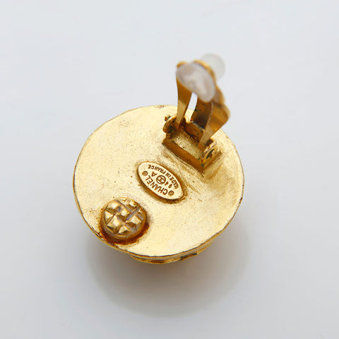 CHANEL 94A COCO Mark 1994 Pearl Round Earring gold WS22360