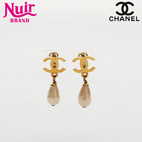 CHANEL 95P COCO Mark Pearl 1995 Earring gold WS22361