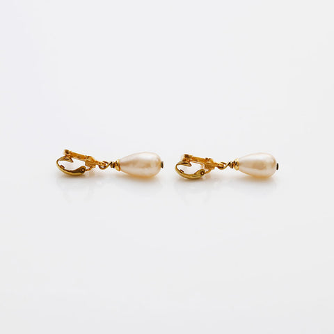 CHANEL 95P COCO Mark Pearl 1995 Earring gold WS22361